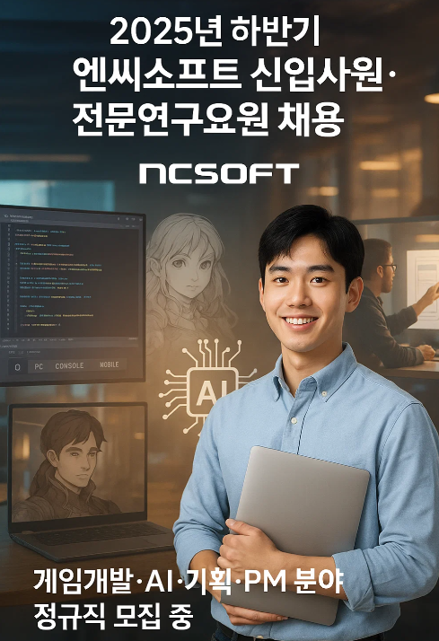 2025년 하반기 엔씨소프트 신입사원&middot;전문연구요원 채용