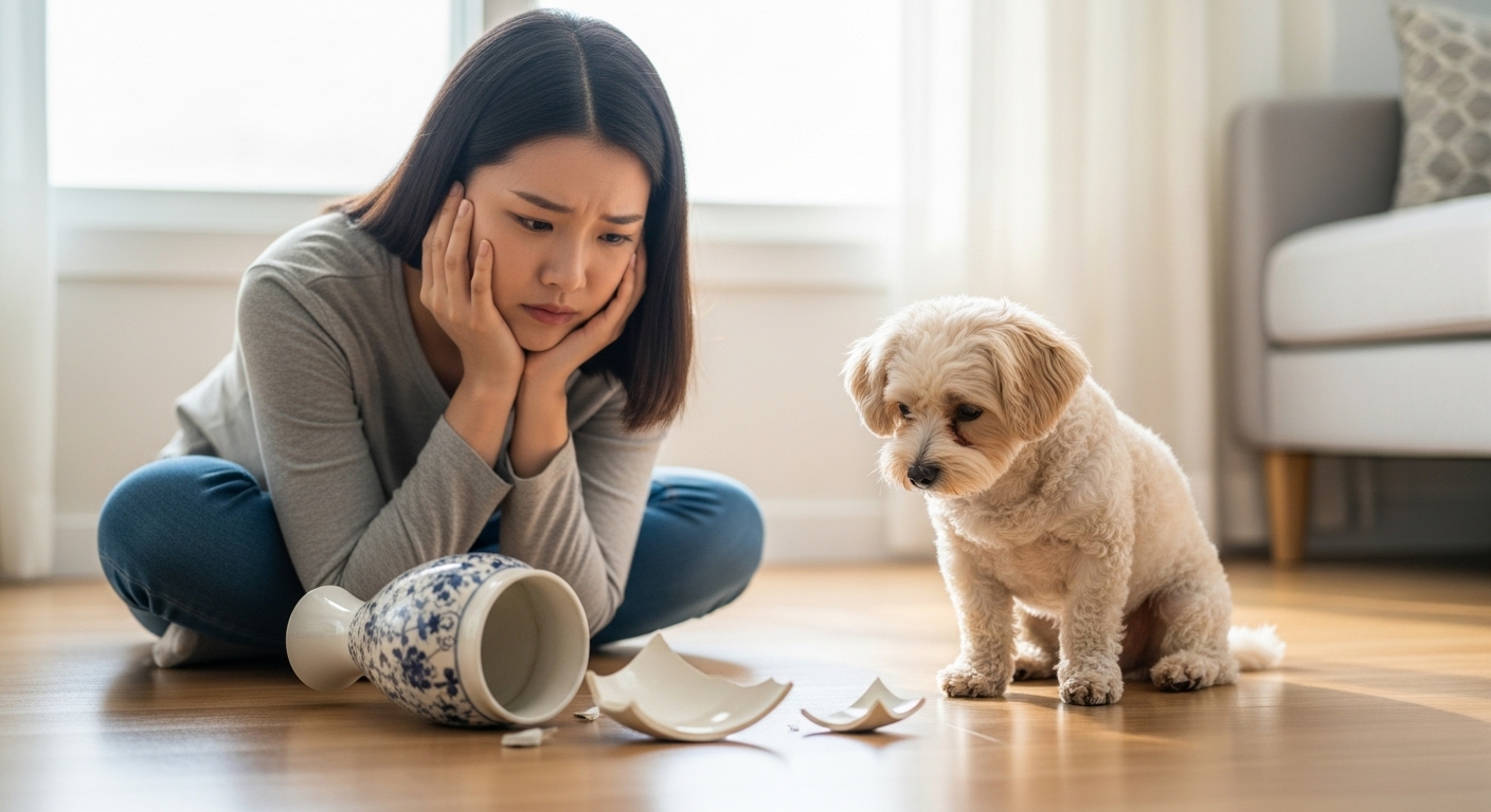 노트북과 서류를 앞에 두고 보험사에 전화 통화를 하고 있는 한국인 여성