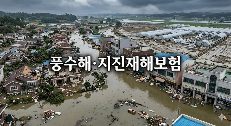 풍수해와 지진으로 피해를 본 주택과 상가 모습을 담은 이미지
