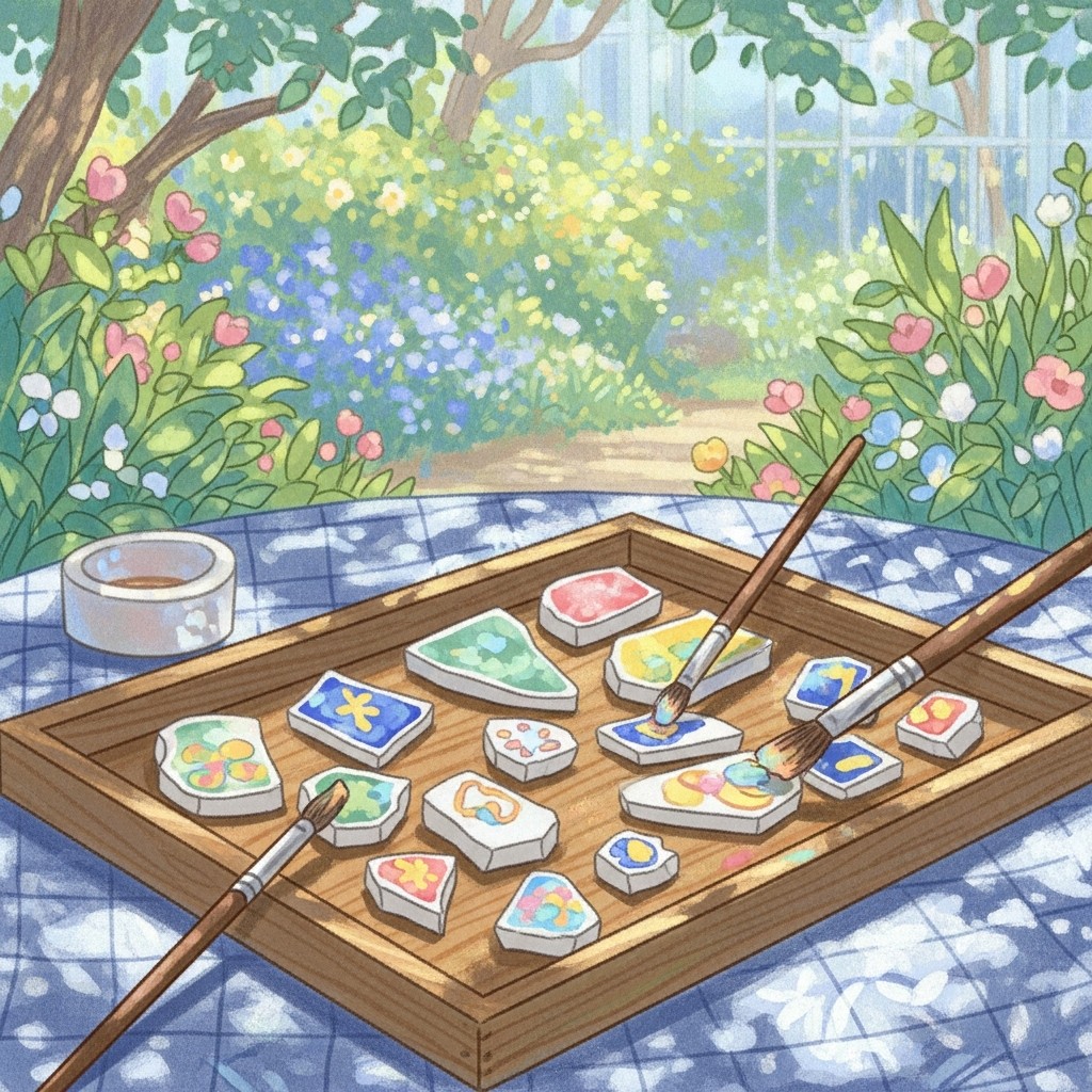 도자기 조각 페인팅 작업