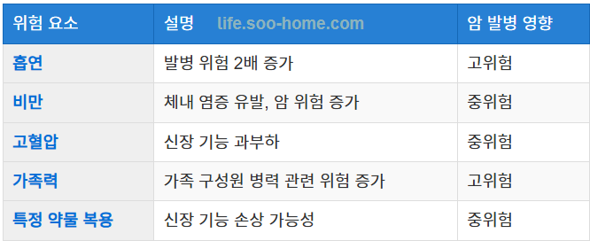 신장암 발생 원인 및 위험 요소