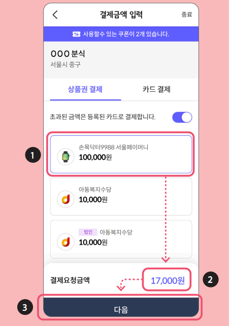 손목닥터 9988 포인트 사용 (서울페이 전환 방법)과 관련된 서울페이 사용하는 과정설명 중 일부 화면 캡처