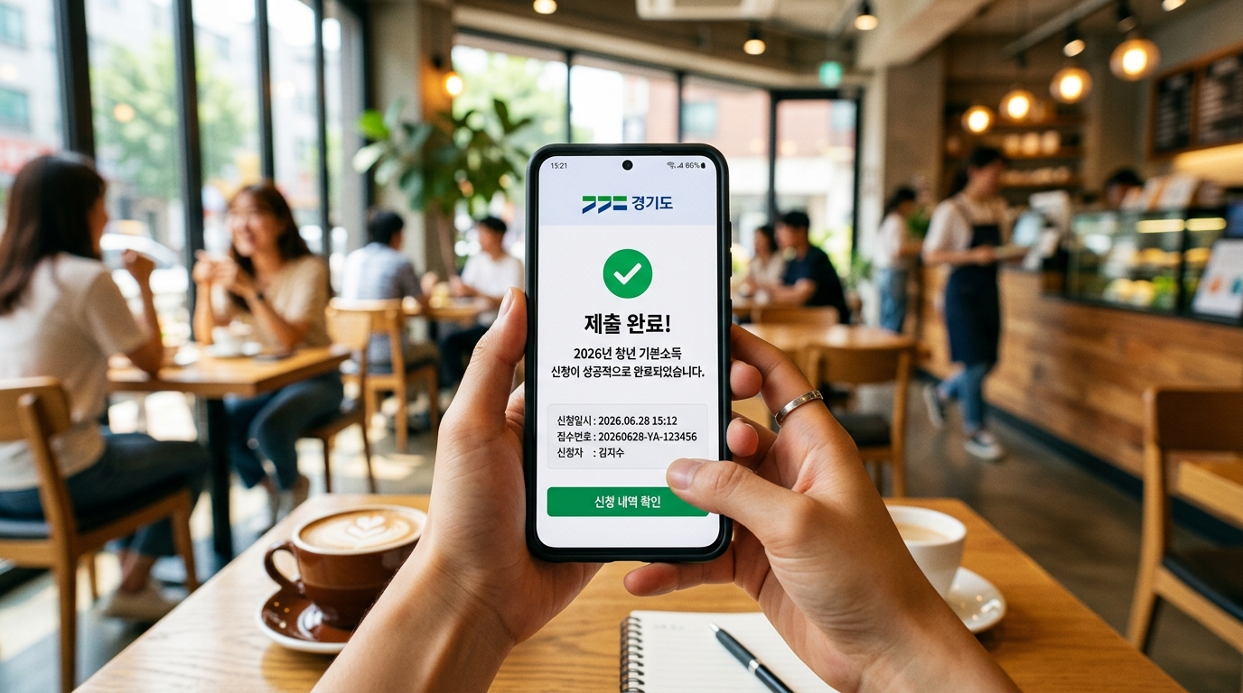 경기도 청년 면접수당 1차 신청을 완료하는 스마트폰 화면