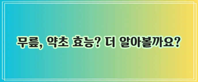 무릎 관절에 좋은 약초 분명 효과가 있습니다