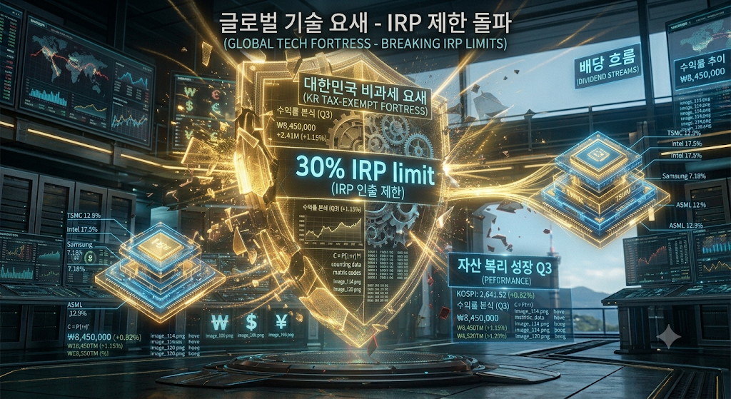 퇴직연금 IRP 계좌의 안전자산 30% 규제를 완전 파쇄하고 엔비디아·구글 조정주와 CPU 대장주를 100% 가동하는 7월 말 신규 상장 ETF 절세 하이테크 금융 그래픽