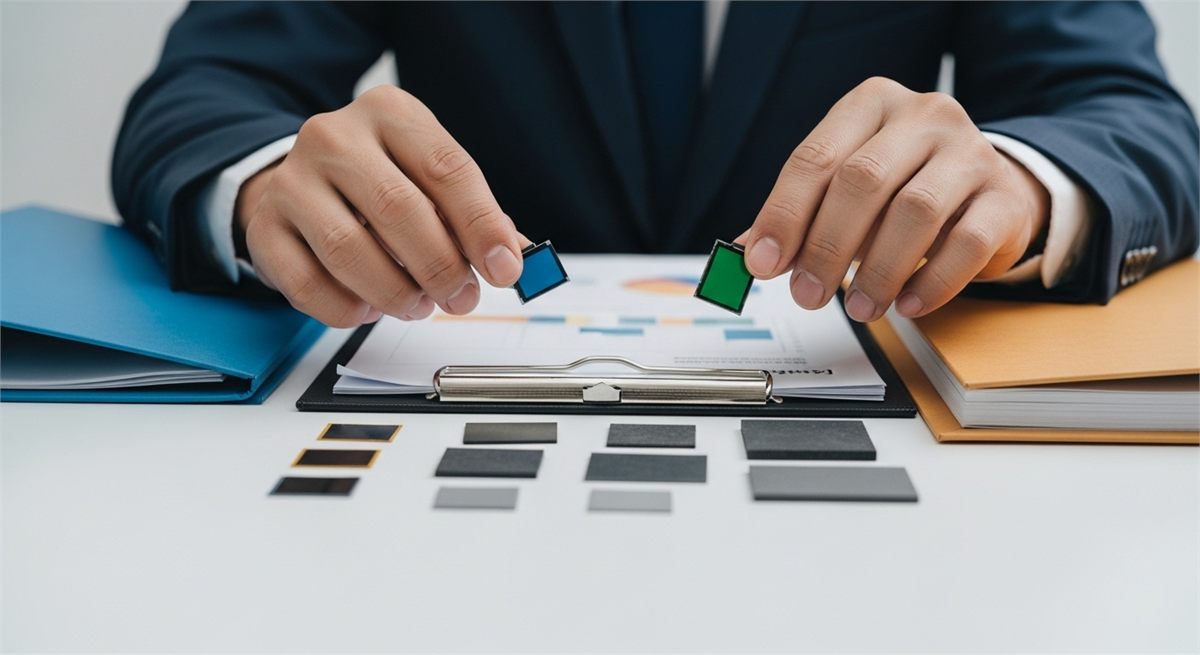 투자자가 배터리 셀과 자료를 분류하며 정리하는 모습 