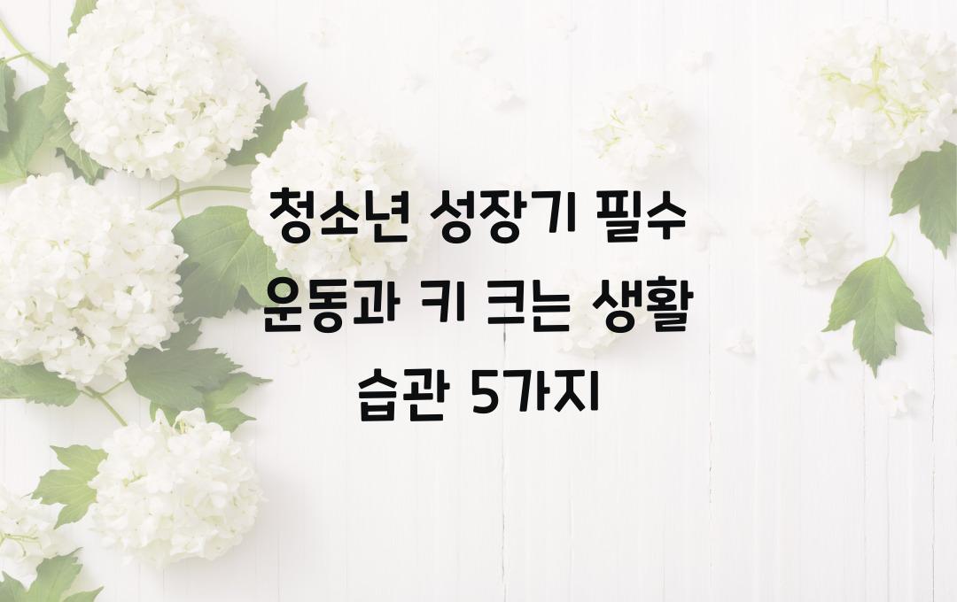 청소년 성장기 필수 운동 & 키 크는 생활 습관