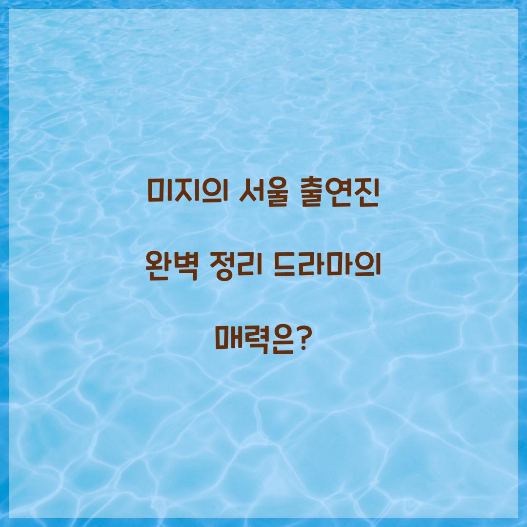미지의 서울 출연진
