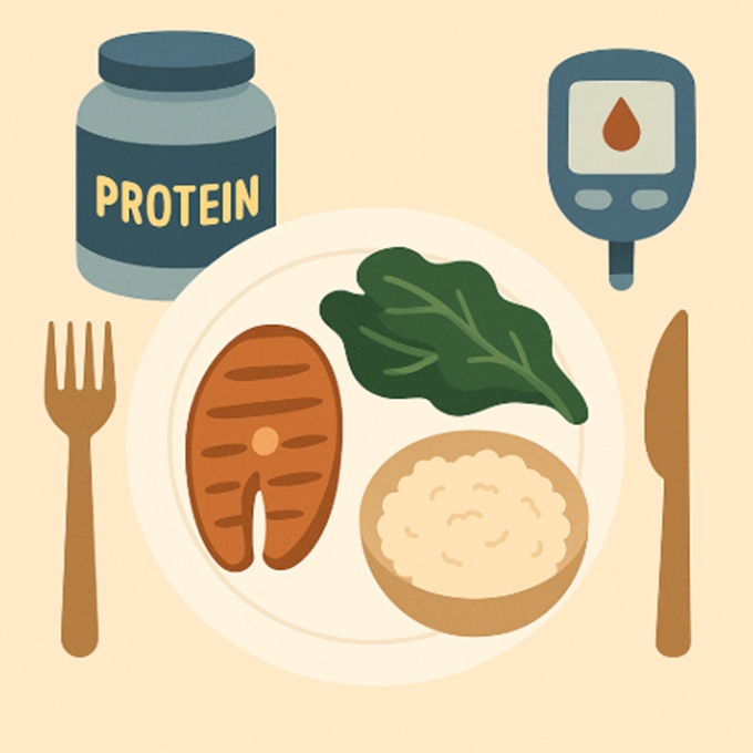 당뇨 식단에 포함된 단백질 식품: 생선, 두부, 달걀, 야채