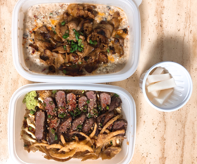 스테이크 덮밥과 불고기크림치즈리조또