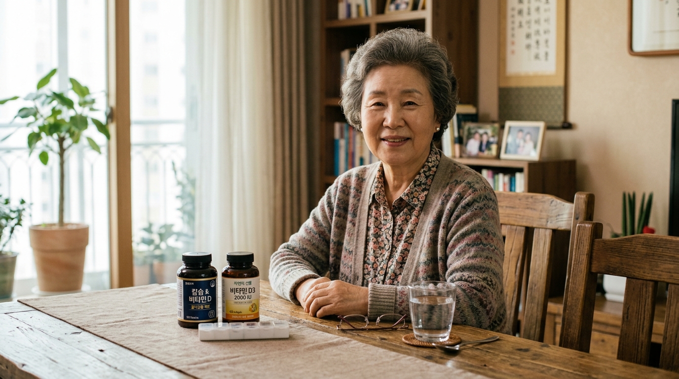 칼슘제와 비타민D 함께 복용하는 어르신