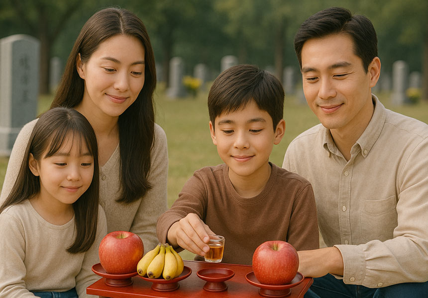 추석 성묘에서 간단히 사용되는 휴대용 제기세트