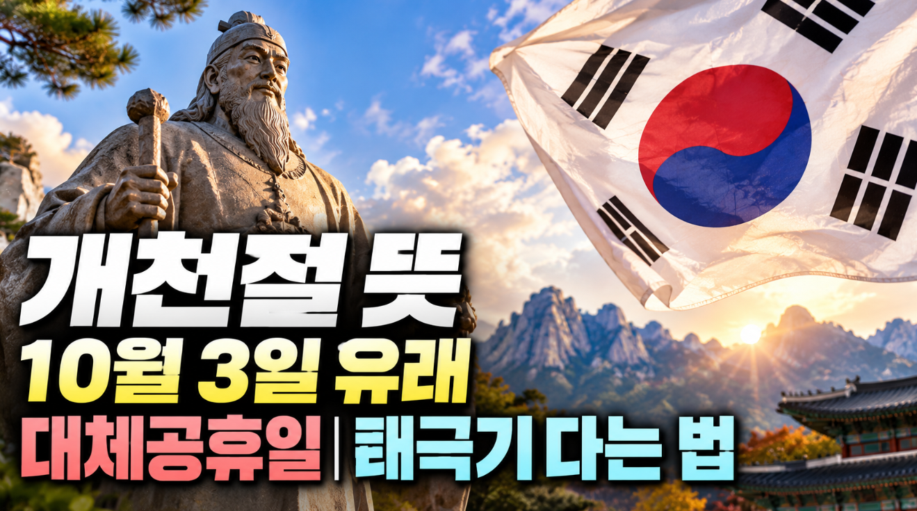 개천절 뜻|10월 3일 유래·대체공휴일·태극기 다는 법