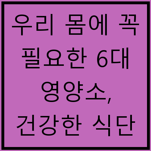 우리 몸에 꼭 필요한 6대 영양소, 건강한 식단 만들기