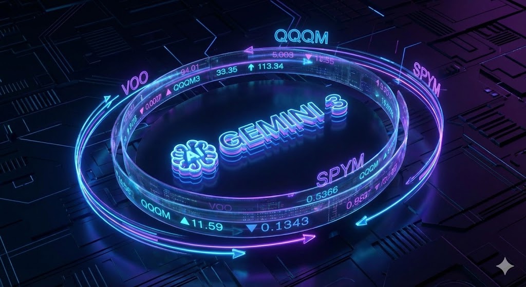 구글 제미나이 3 로고가 빛나며 전 세계 투자자들의 스마트폰으로 퍼져나가는 미래지향적 이미지