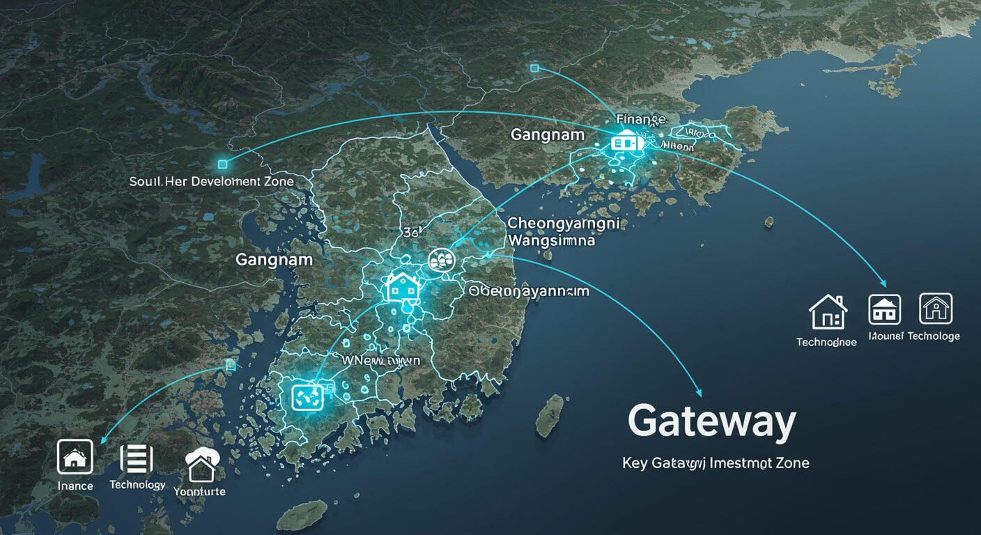 지도위에 Gateway 라른 글이 써져있고 여러 화사표가 있다