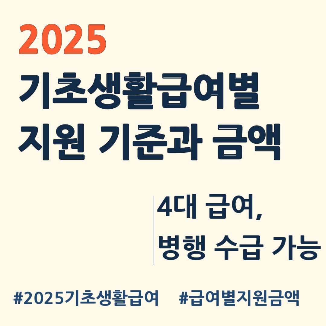 2025년 기초생활급여별 지원 기준과 금액 정리