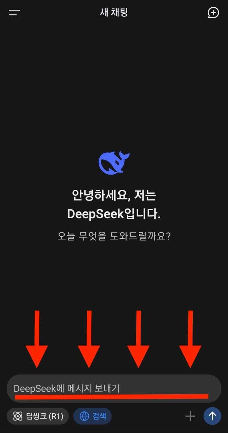 모바일 딥시크 앱 프롬프트 입력창