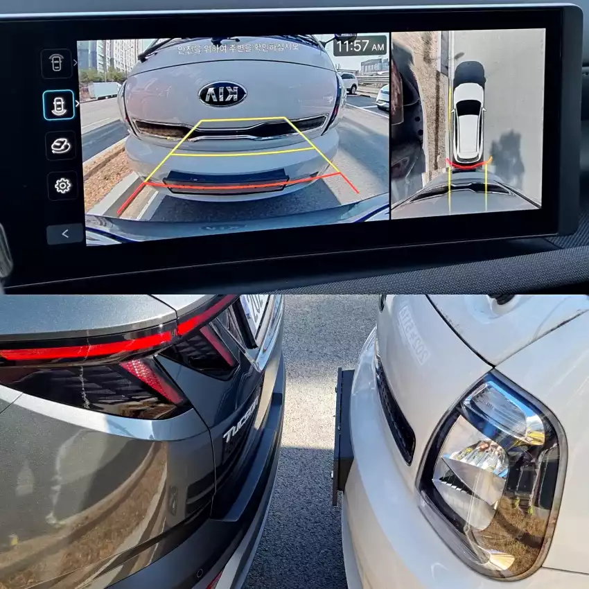 더 뉴 투싼의 길이를 알고 싶거든 후진으로 천천히 붙여봅니다.