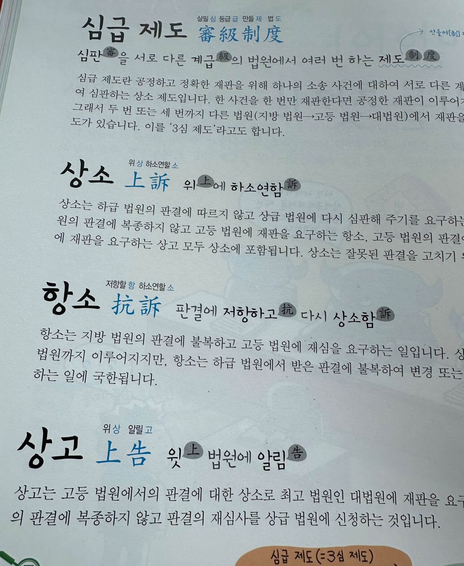 출중한-어휘집-사회-과목-심급제도-상소-항소-상고-단어-설명글