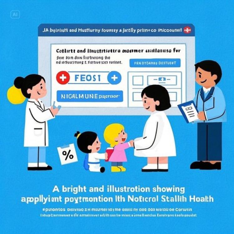 &quot;가족이 건강보험료 납부 서류를 정리하는 장면. 배경에 ‘2025년 건강보험료 미납 해결’ 텍스트와 공단 로고 흐릿하게 표시. 파란색과 초록색 톤으로 안정과 희망 강조.&quot;