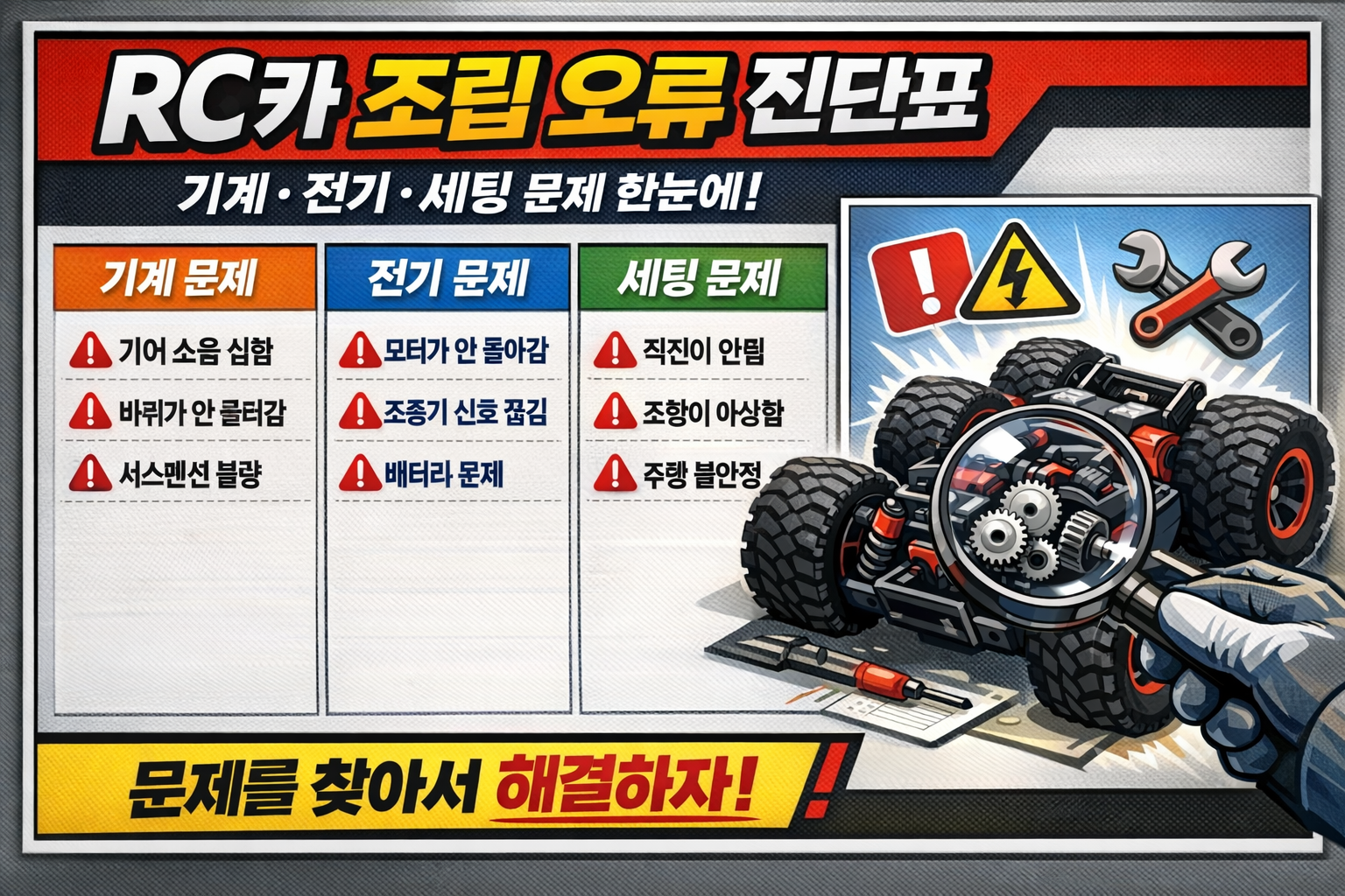 RC카 조립 오류 진단표