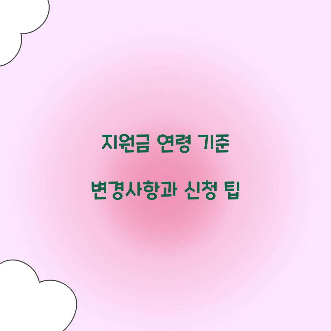 지원금 연령 기준