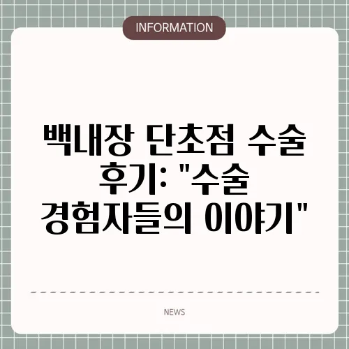 백내장 단초점 수술 후기: 