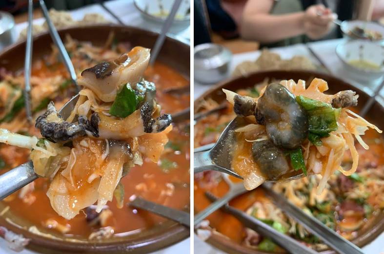 질기지 않은 두터운 문어와 오도독거리는 해삼과 전복