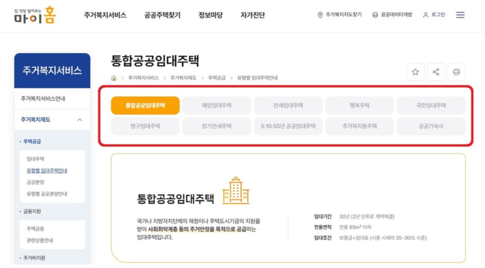 유형별 임대주택