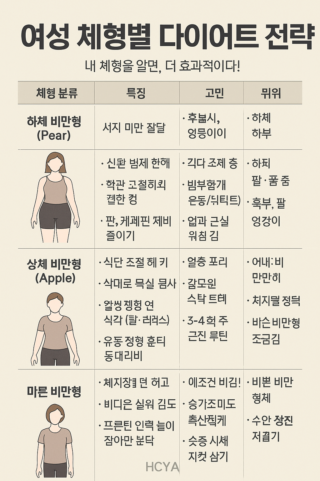 30대 여성 체형별 다이어트 전략