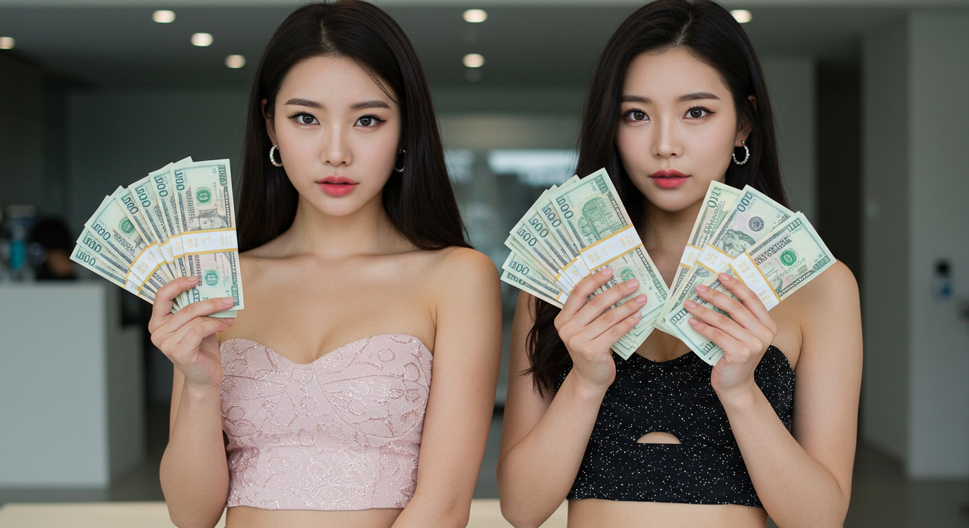 현금을 자랑하는 여인들