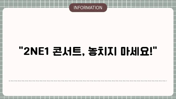 2NE1 콘서트 좌석 가격표