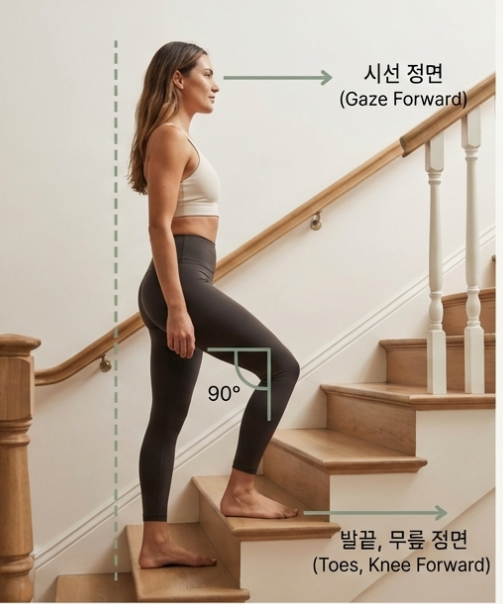 [중년 여성 맞춤형] 착지 면적에 따른 계단오르기 방법