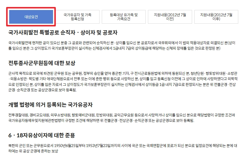 독립유공자 보훈보상대상자 보상금 자격확인방법