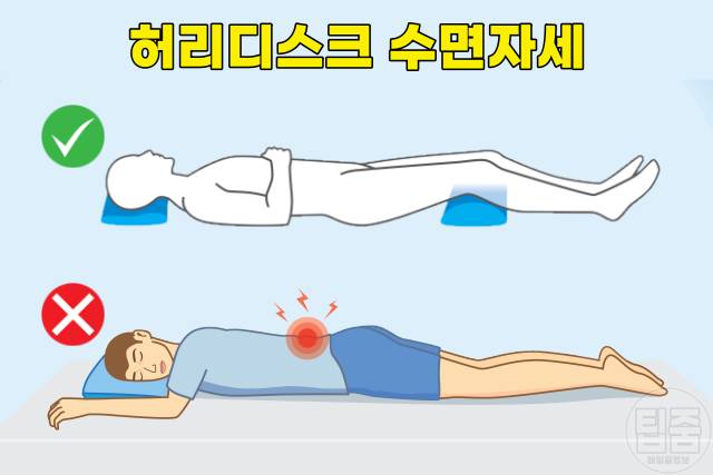 허리에 좋은 수면자세 나쁜자세 허리디스크