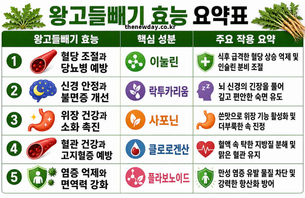왕고들빼기 효능 요약표