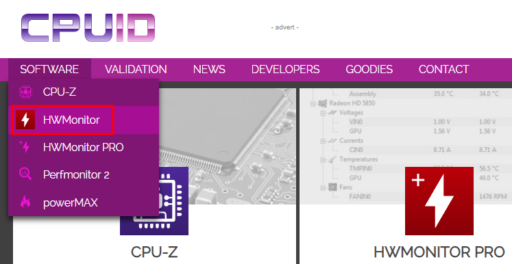 SOFTWARE - HWMonitor
