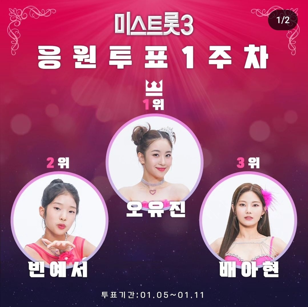 미스트롯3 2라운드 진선미 3라운드 진출자 챔피언부 현역부A 현역부B 투표하기