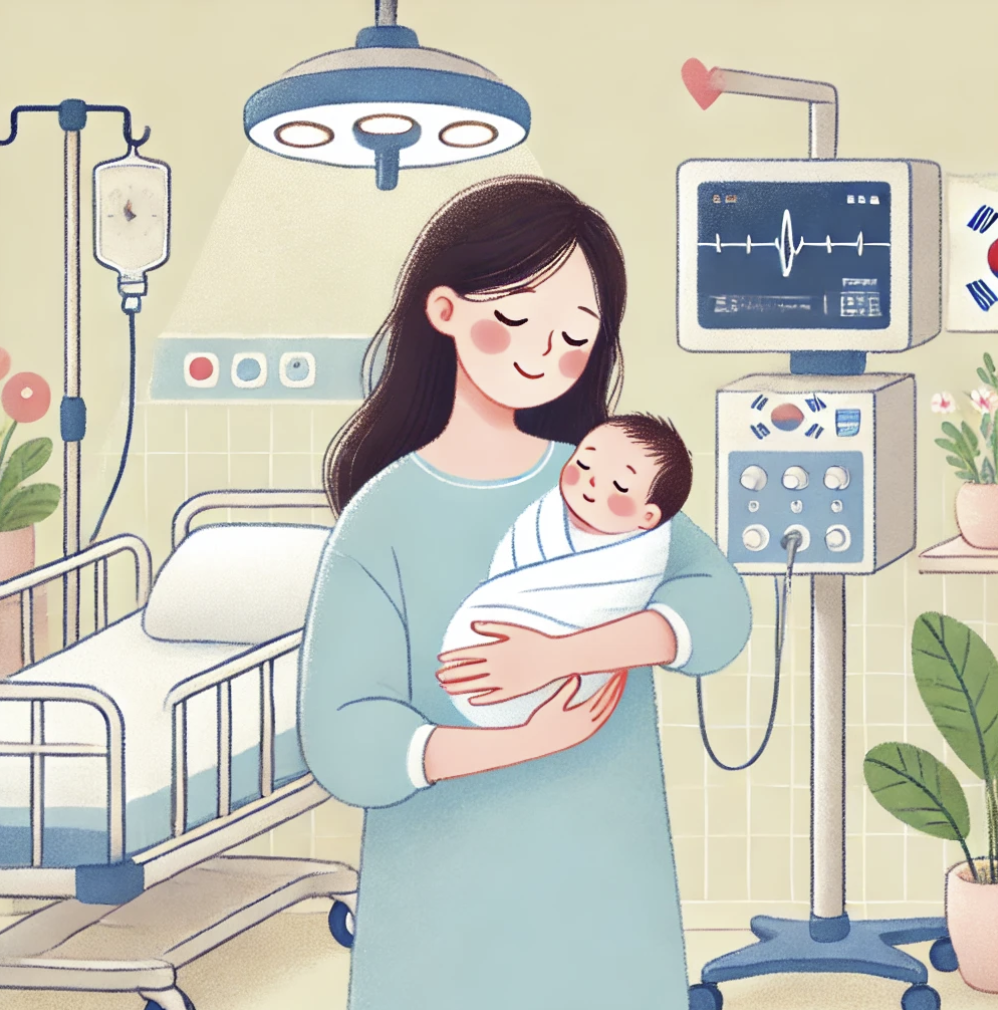 신생아를 안고 있는 엄마의 모습