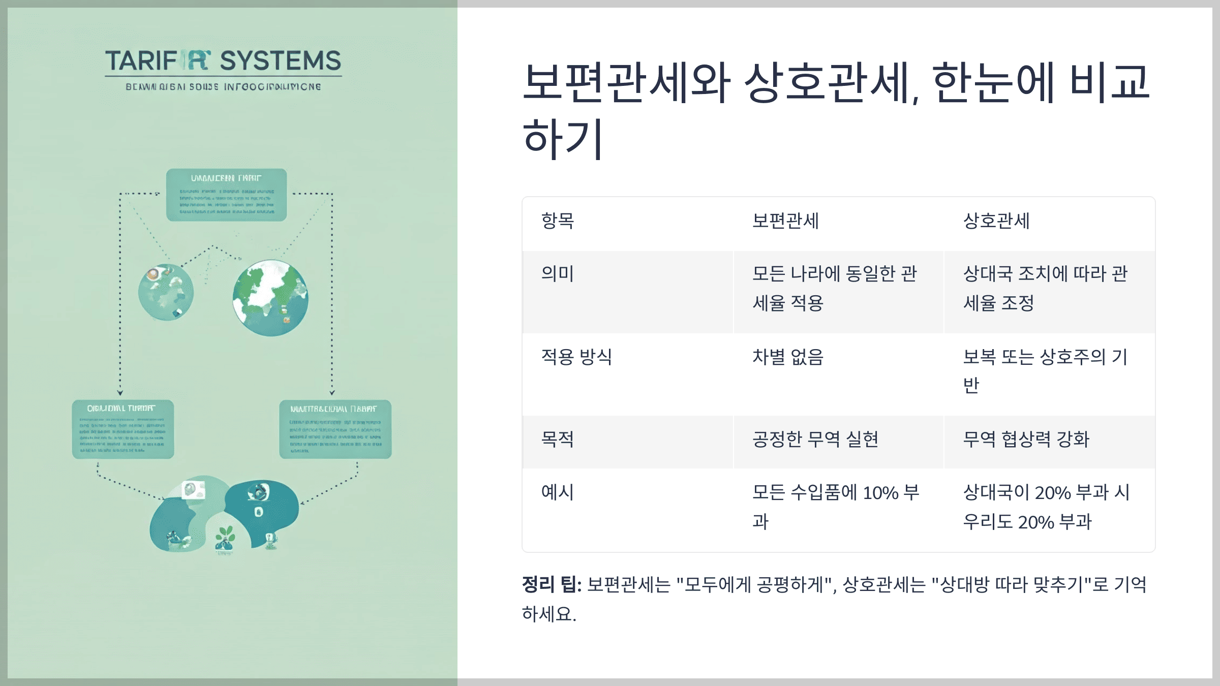보편관세와 상호관세, 한눈에 비교하기