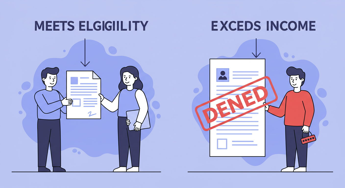 이의신청 가능 여부를 구분하는 상황을 묘사한 일러스트