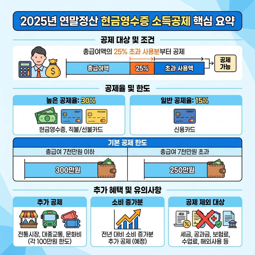 2025년 연말정산 현금영수증 한도 한눈에 정리