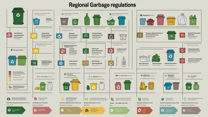 일반쓰레기, 음식물 쓰레기, 재활용 쓰레기의 구분을 직관적으로 보여주는 분류 기준 이미지.