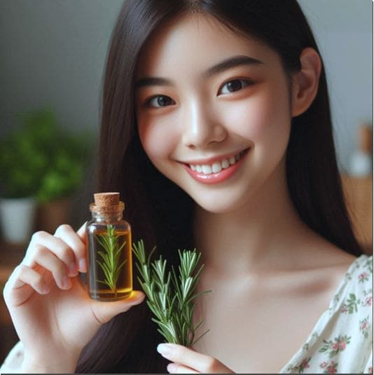 올리브 로즈마리 오일을 만들어 사용하는 여성