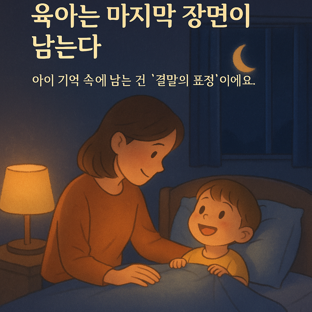 잠자기 전 아이와 부모의 사진