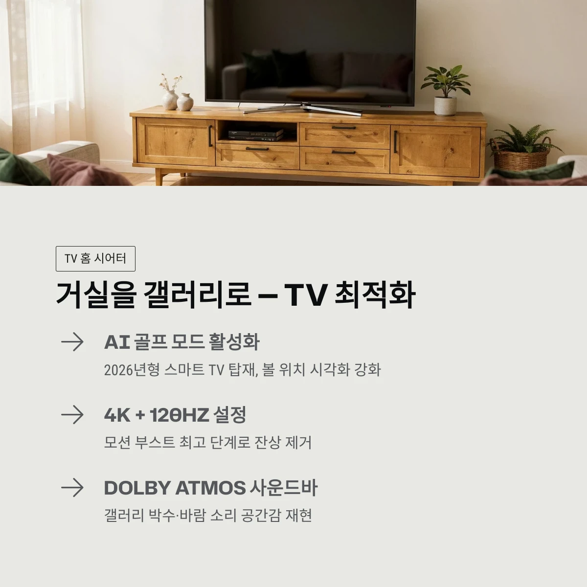 거실을 갤러리로 — TV 최적화