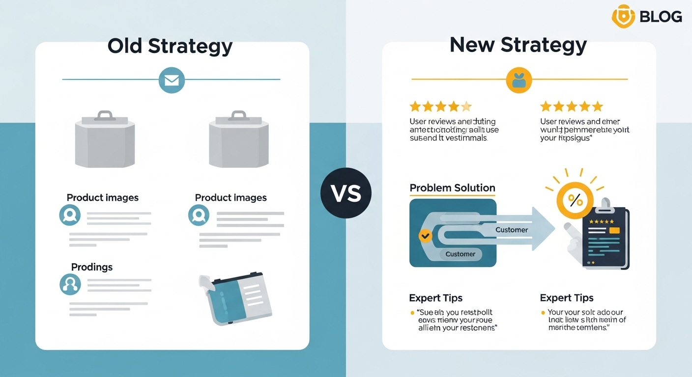 기존의 쿠팡파트너스 콘텐츠 전략과 2025년 전환율을 높이는 새로운 콘텐츠 전략을 비교 분석하는 인포그래픽.