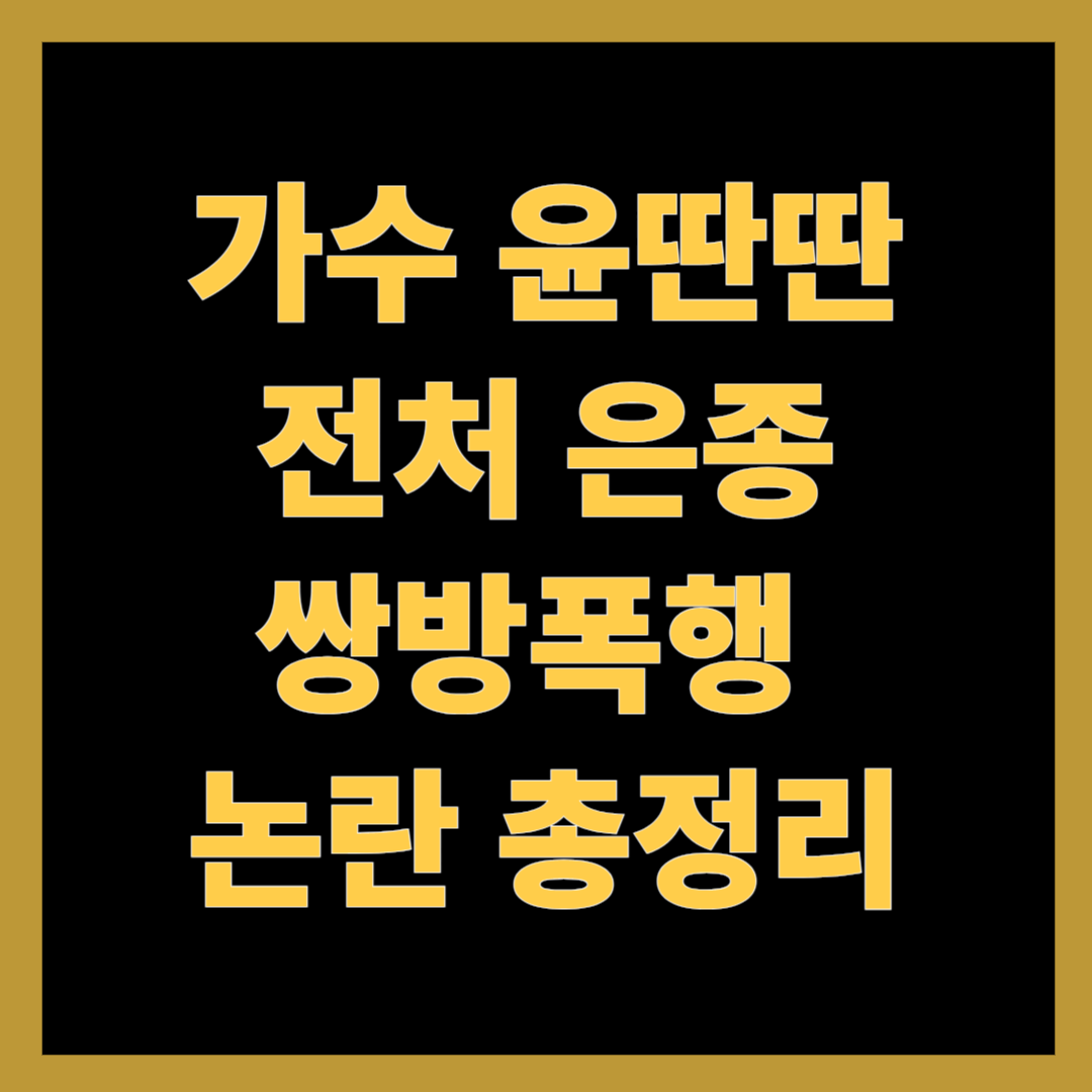 가수 윤딴딴-전처 은종, 쌍방폭행 논란 총정리