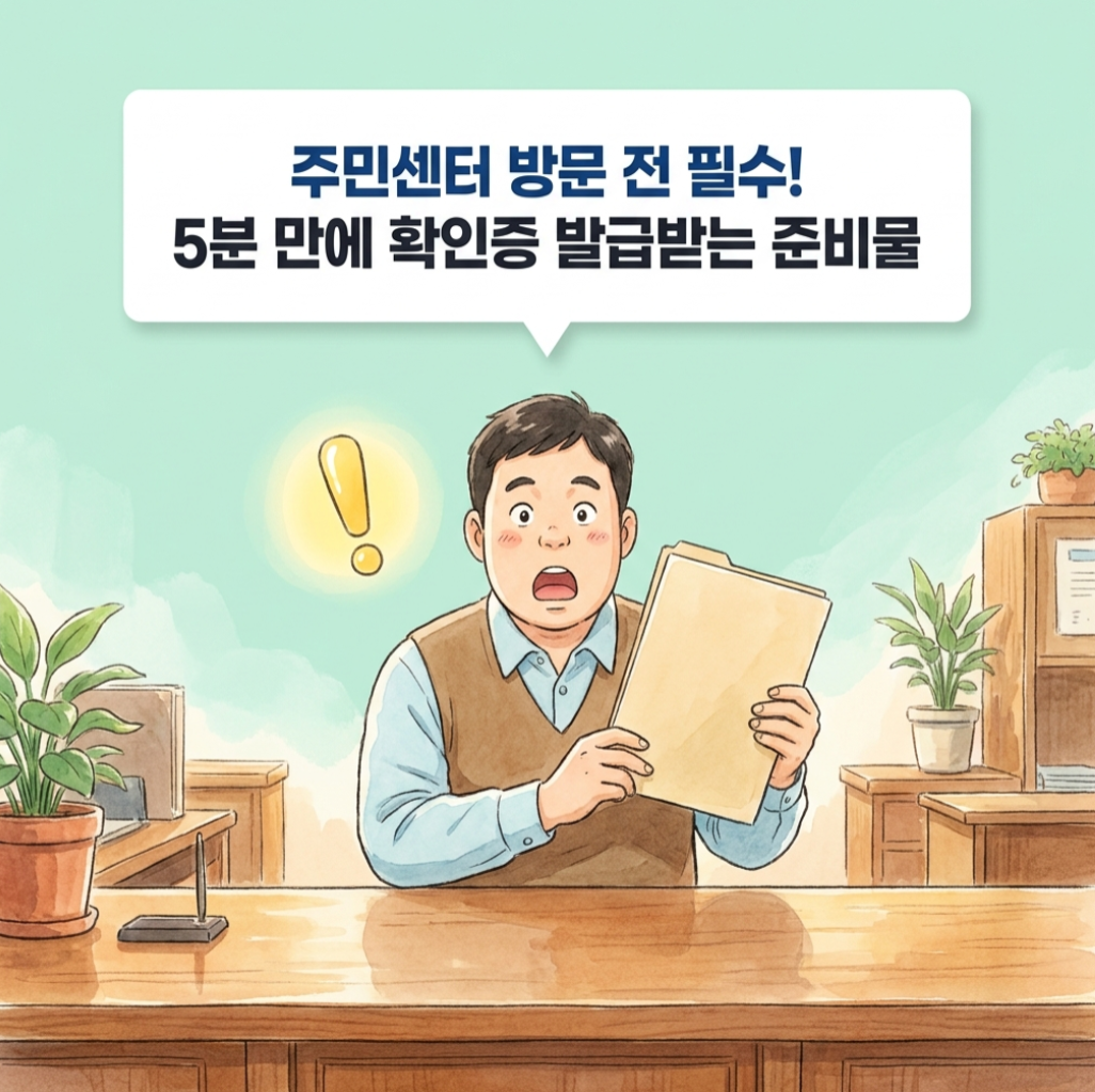보조금24 확인서 오프라인 발급 서류를 준비하여 행정복지센터 창구를 찾은 민원인